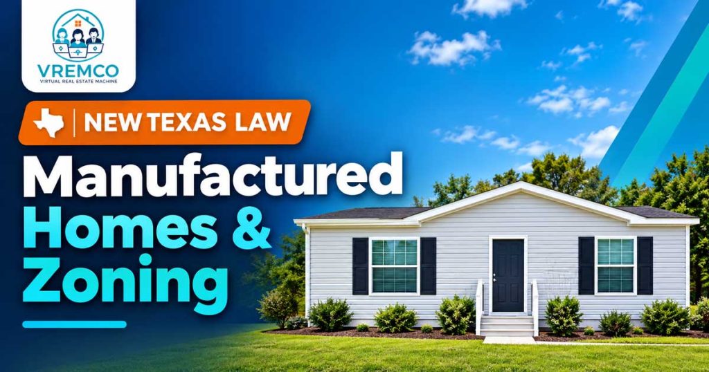 HUD-code manufactured home on a Texas residential lot, representing the new SB 785 zoning law