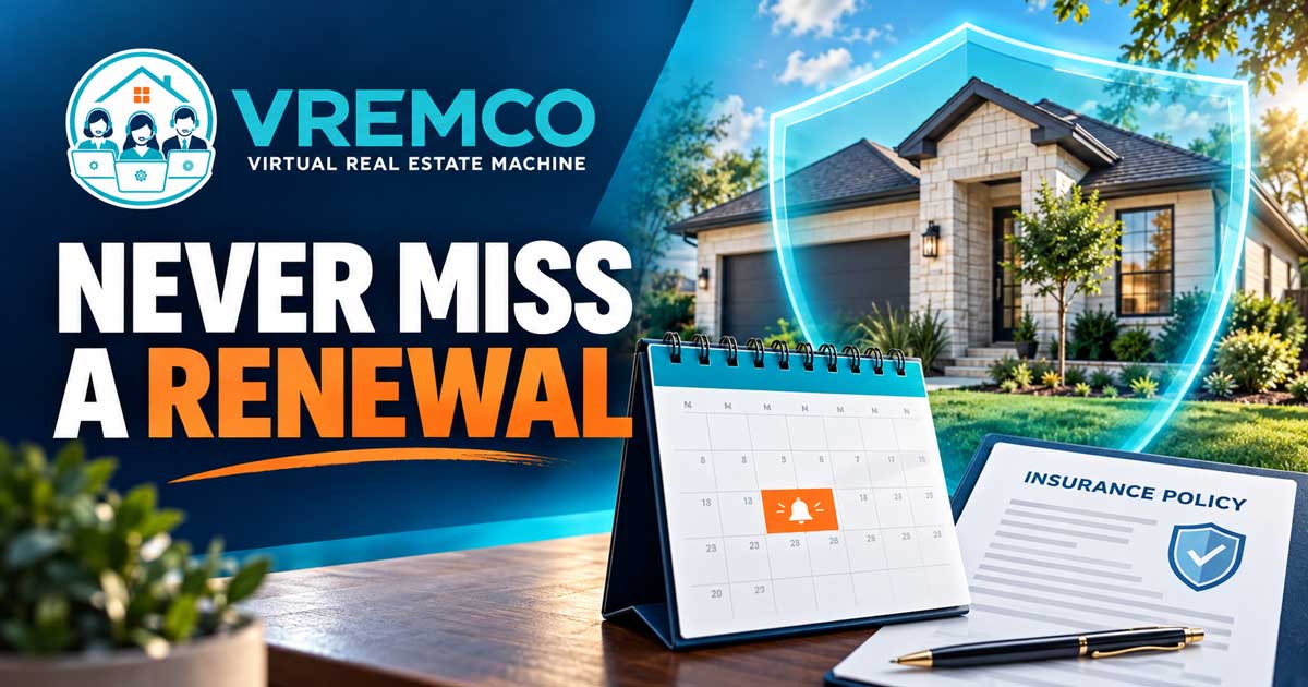 Texas rental operator reviewing an insurance tracking checklist beside a single-family rental home.